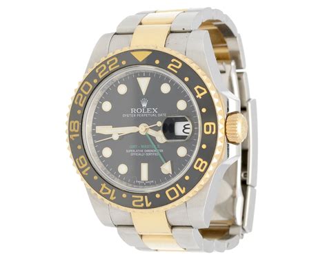 rolex herenhorloge gmt master ii goud 18 karaat met staal|Rolex 18 ct gold.